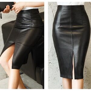 RAMISU COLLECTION Black faux Leather Pencil Skirt size Mediun